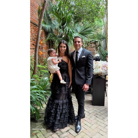 STAUD Florian Black Chiffon Dress With Rose Detail - Picture 2 of 9